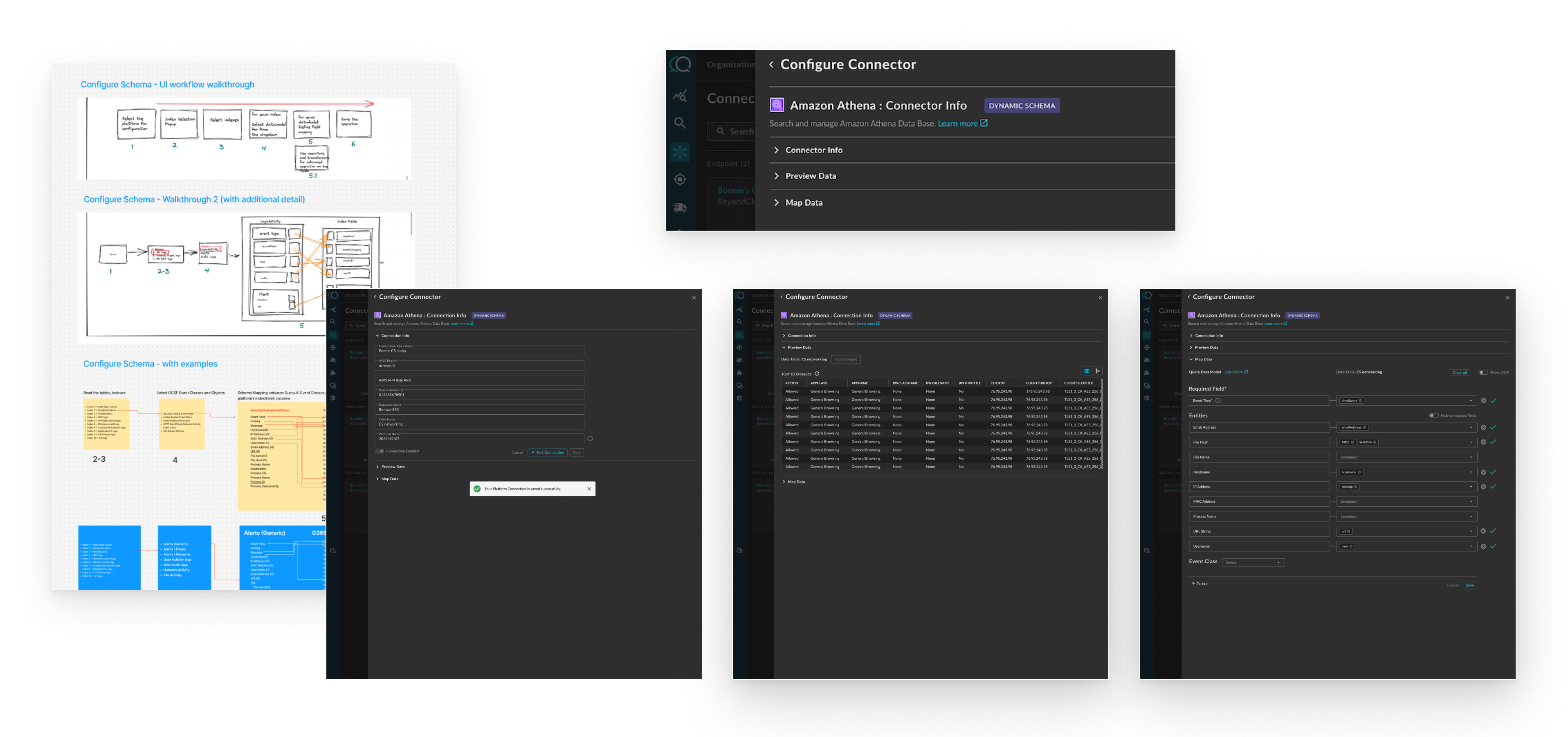 Iteration v1: configure schema walkthrough and accordion connector setup for Amazon Athena