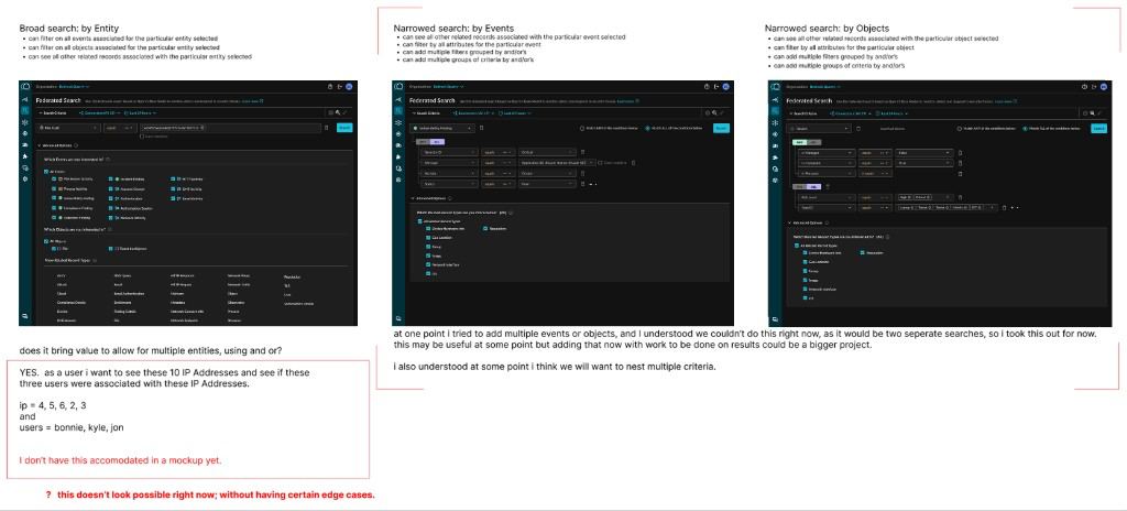 Broad entity search to narrowed event and object search — explorations that framed what to cut from v1
