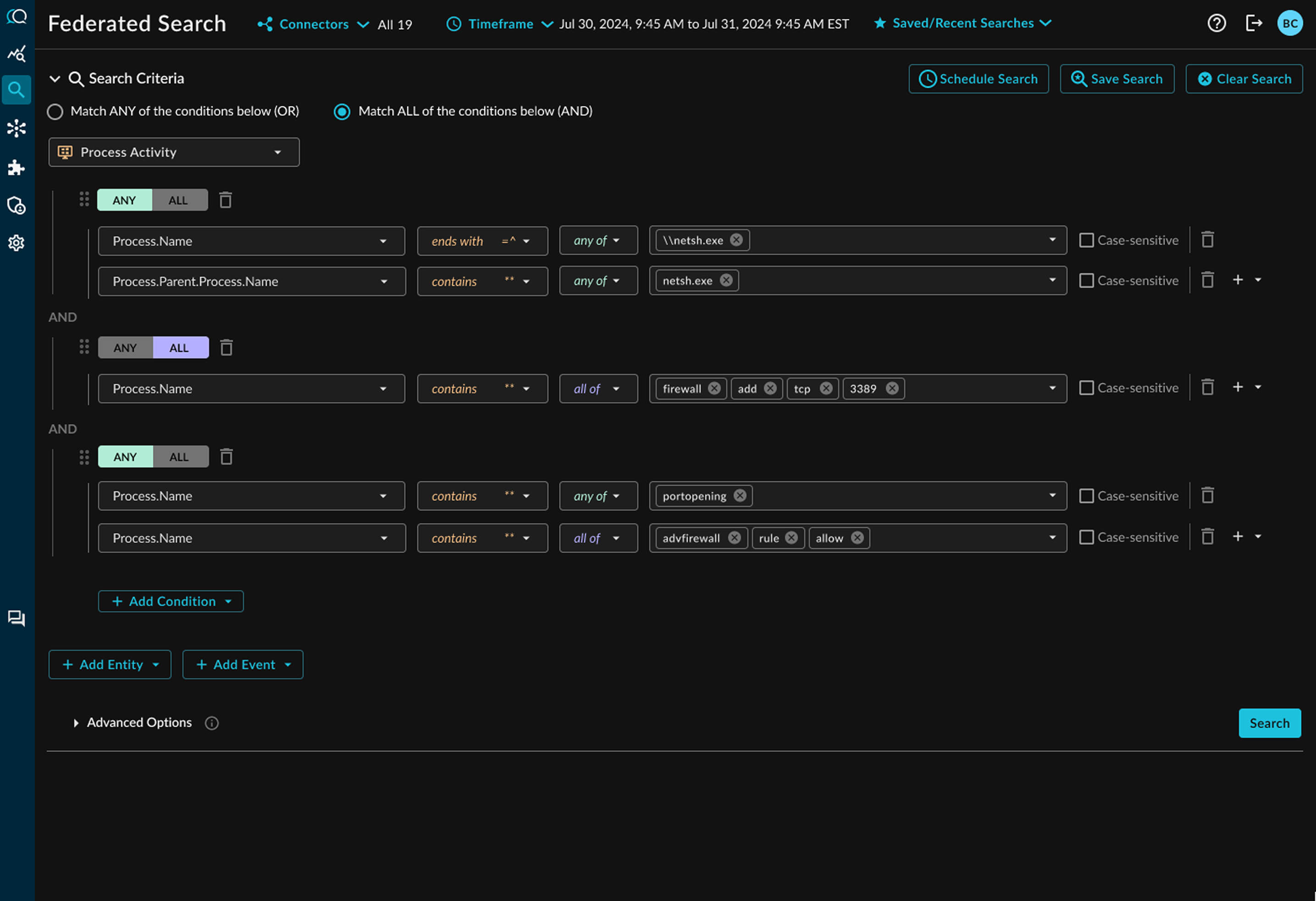 Shipped Query Builder with nested ANY and ALL condition groups